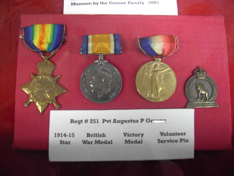 Medals belonging to Private Augustus P Greene